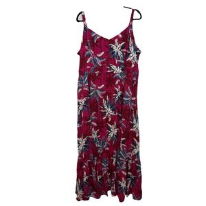 Torrid Lenny Maxi Flowy Dress Sz 4x Tiered Tropical Red Floral Sleeveless NWT‎